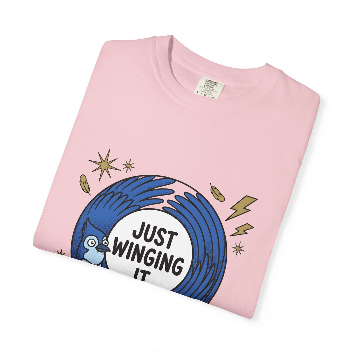 Blue Bird Drawing T-Shirt Funny Creatures Gift Women Hand Drawn T-Shirt Bird T-Shirt Comedy Fan Cartoon T-Shirt Animal Graphic Classic Electric