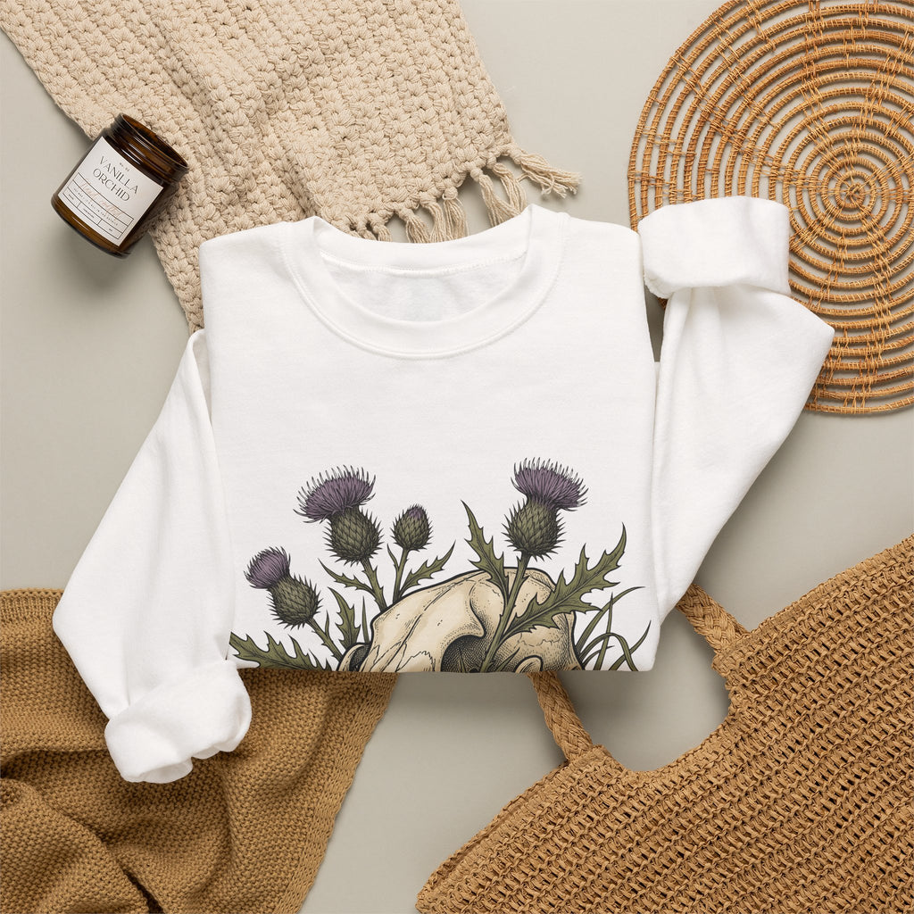 Animal Skull Sweatshirt Animals & Flowers Spooky Gift Women Sketch Sweatshirt Cranium Sweatshirt Wildlife Fan Illustration Graphic Sweatshirt Hand Drawn