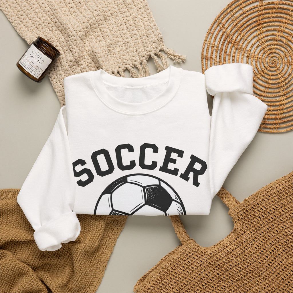 Soccer Ball Moms Sports Gift Vintage Football Mom Fan Retro Athletic Hand Drawn Varsity Sweatshirt