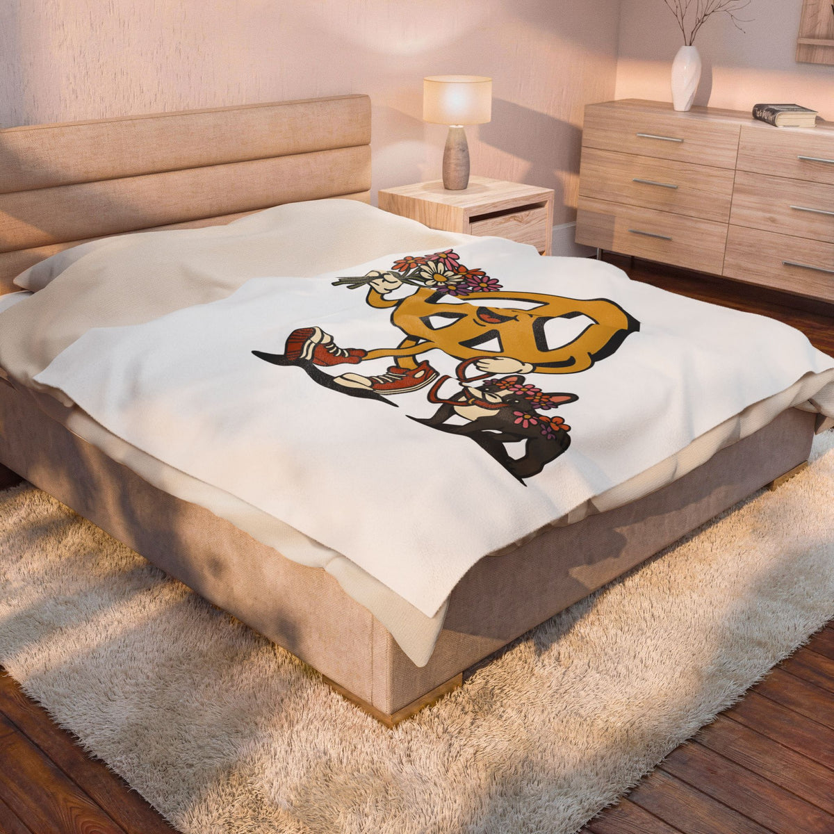 Peace Symbol Mascot Blanket Dog Festival Gift Women Animated Blanket Peace Sign Blanket Dog Fan Cartoon Blanket Rave Graphic Classic French Bulldog
