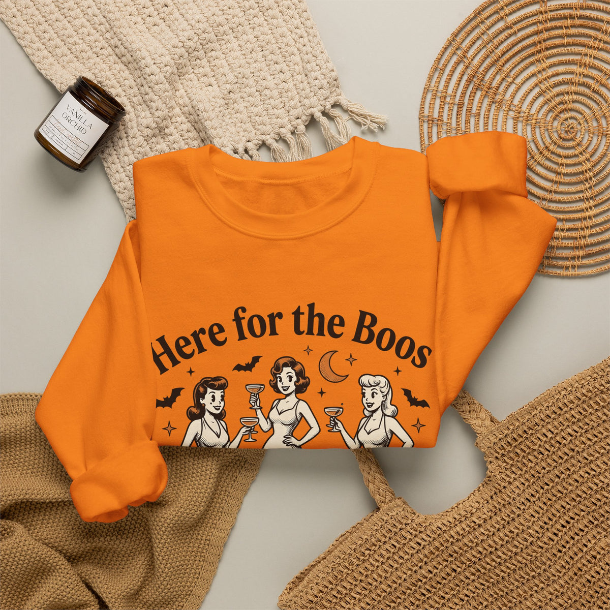 Vintage Ghost Ladies Sweatshirt Halloween Celebration Gift Women Retro Sweatshirt Ghostly Sweatshirt Horror Fan Spooky Sweatshirt Party Graphic Design Graphic