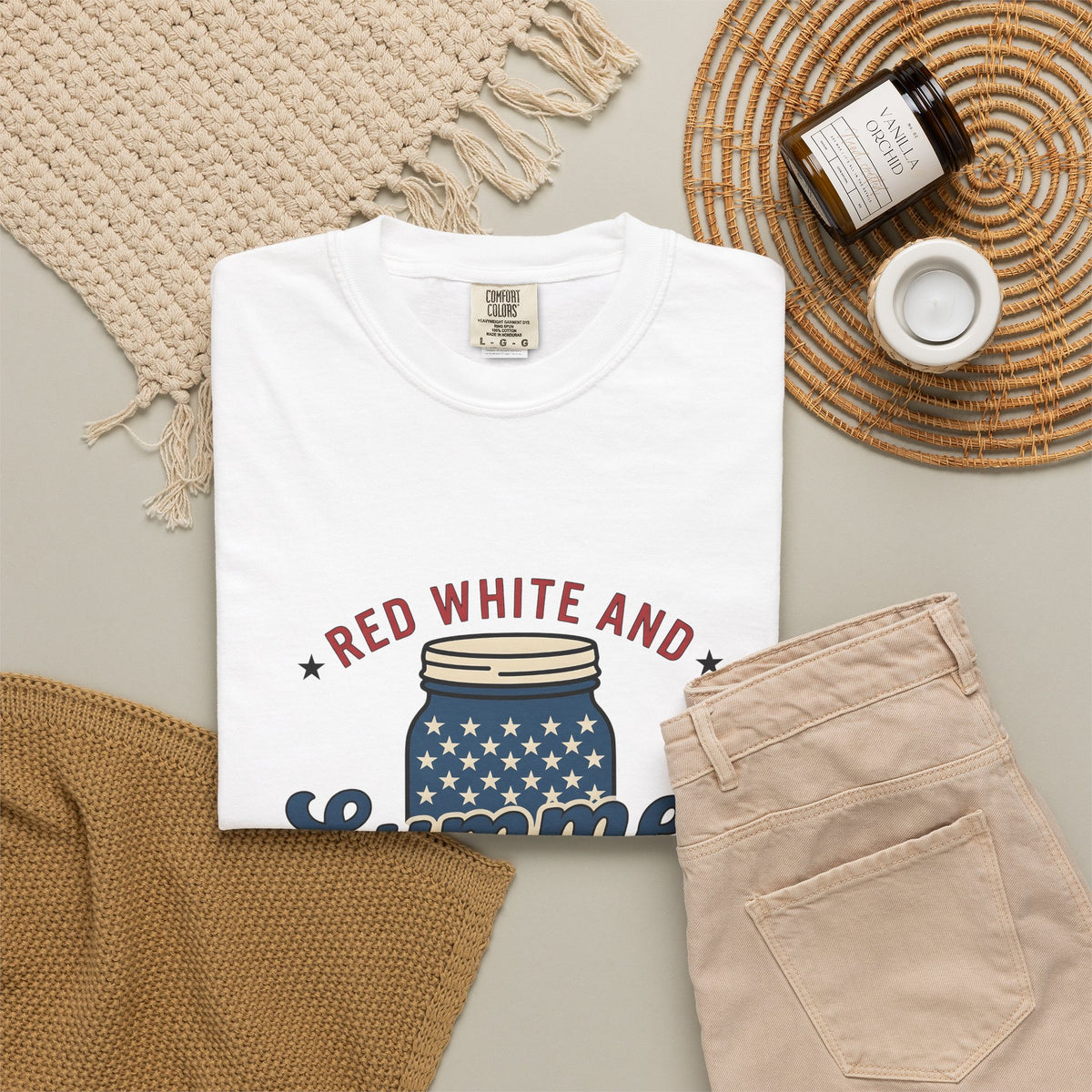 American Mason Jar T-Shirt 4th Of July Summer Decor Gift Women Farmhouse T-Shirt Mason Jar T-Shirt Patriotic Fan Rustic T-Shirt Summer Design