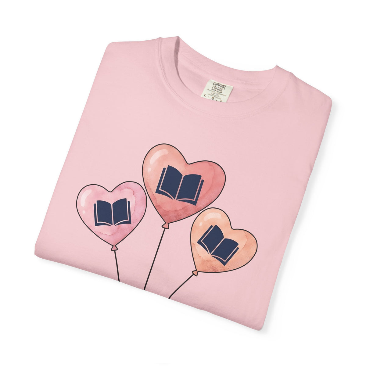 Love Balloon T-Shirt Cute Books Gift Women Paint T-Shirt Balloon T-Shirt Adorable Fan Artistic T-Shirt Literary Graphic Sketch Novel T-Shirt