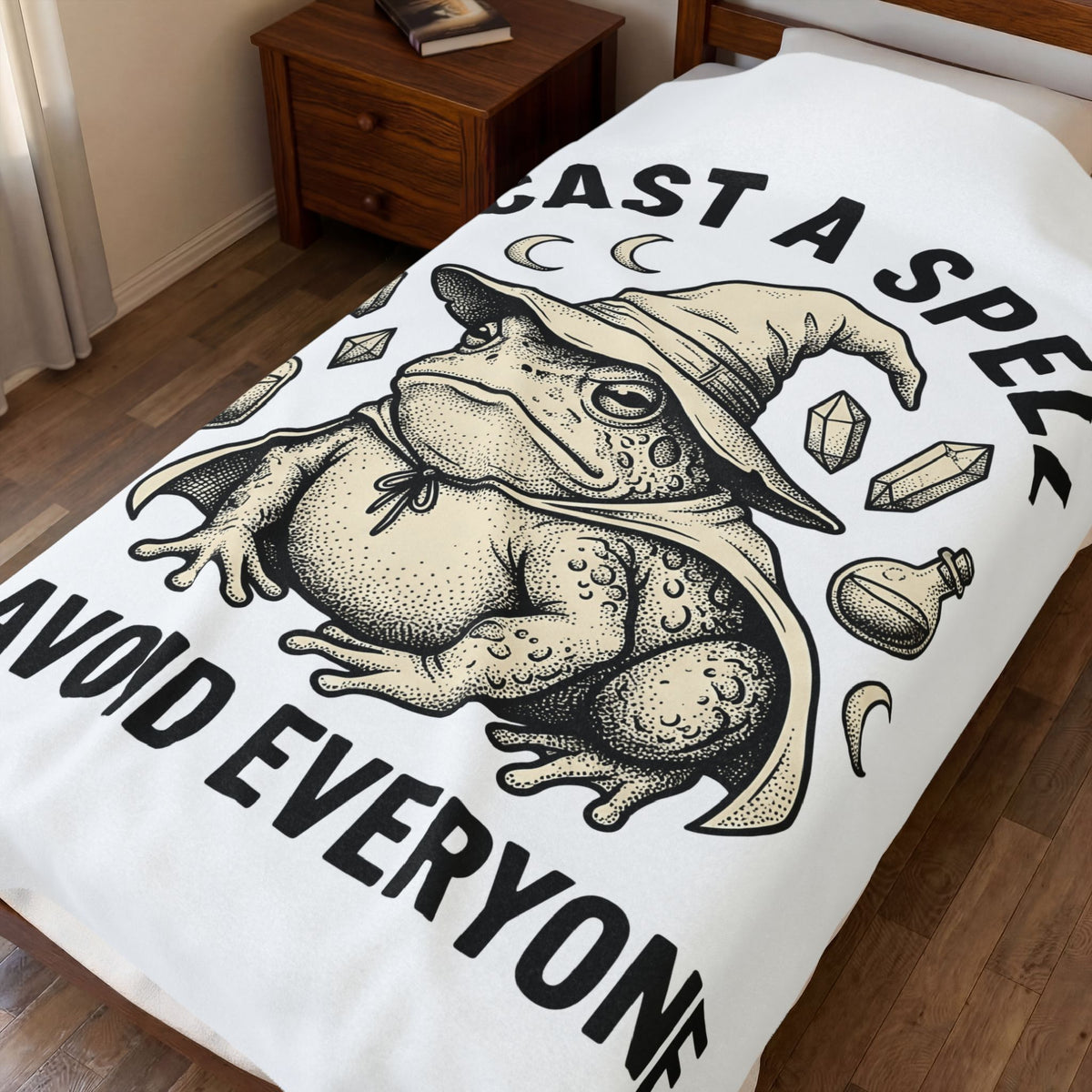 Warlock Toad Blanket Funny Magick Gift Women Old School Blanket Toadstool Blanket Humor Fan Retro Blanket Occult Graphic Outline Flask Blanket