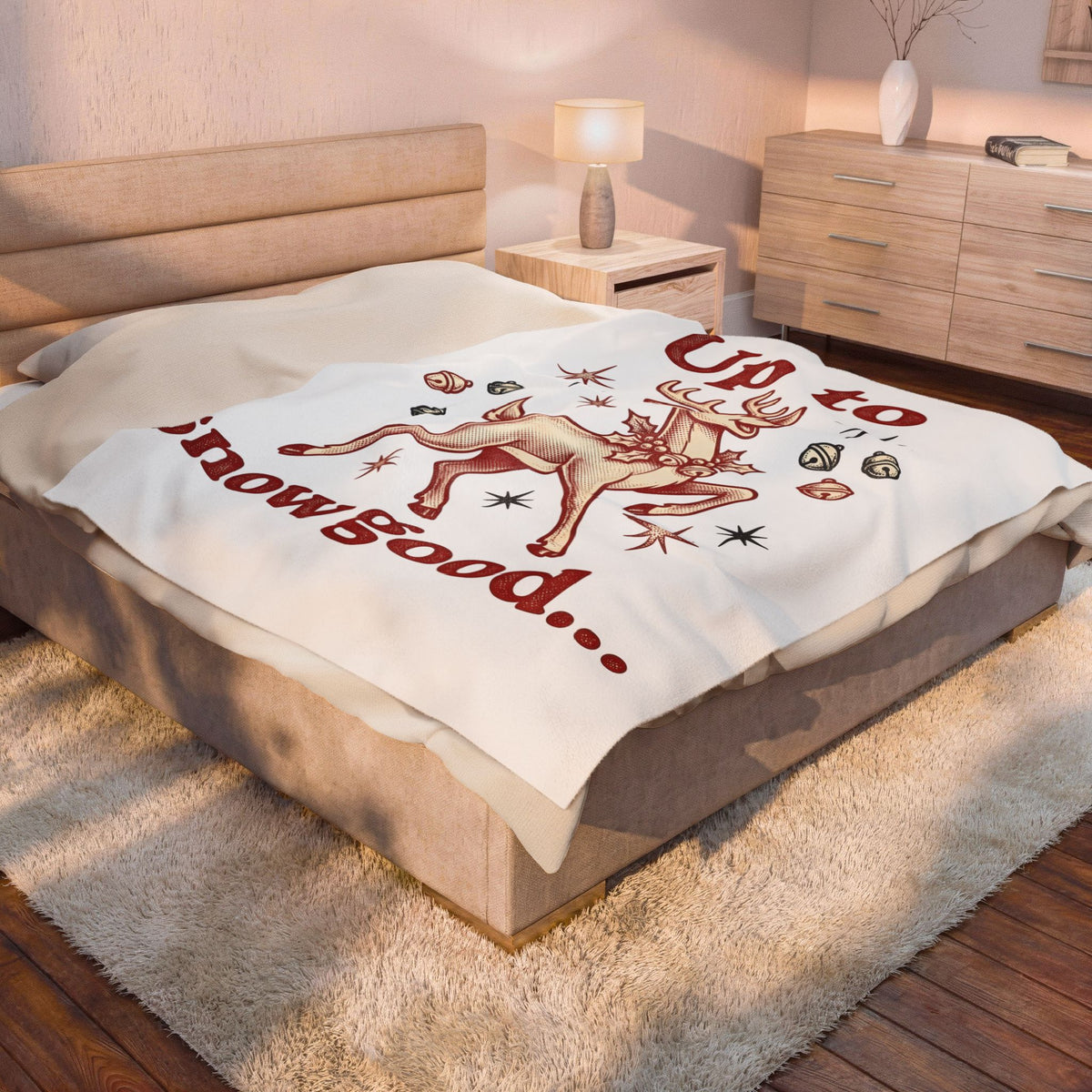 Reindeer Graphic Blanket Christmas Holiday Gift Women Vintage Blanket Caribou Blanket Xmas Fan Distressed Blanket Seasonal Graphic Retro Jingle