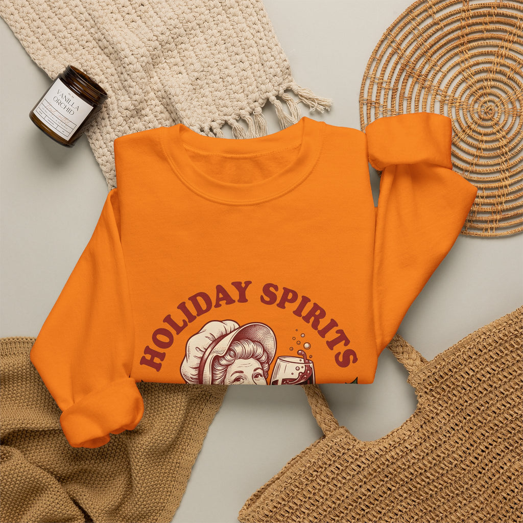 Cheerful Woman Wine Sweatshirt Christmas Fun Gift Women Cartoon Sweatshirt Wine Sweatshirt Xmas Fan Comic Sweatshirt Humor Graphic Line Art Winter Greenery
