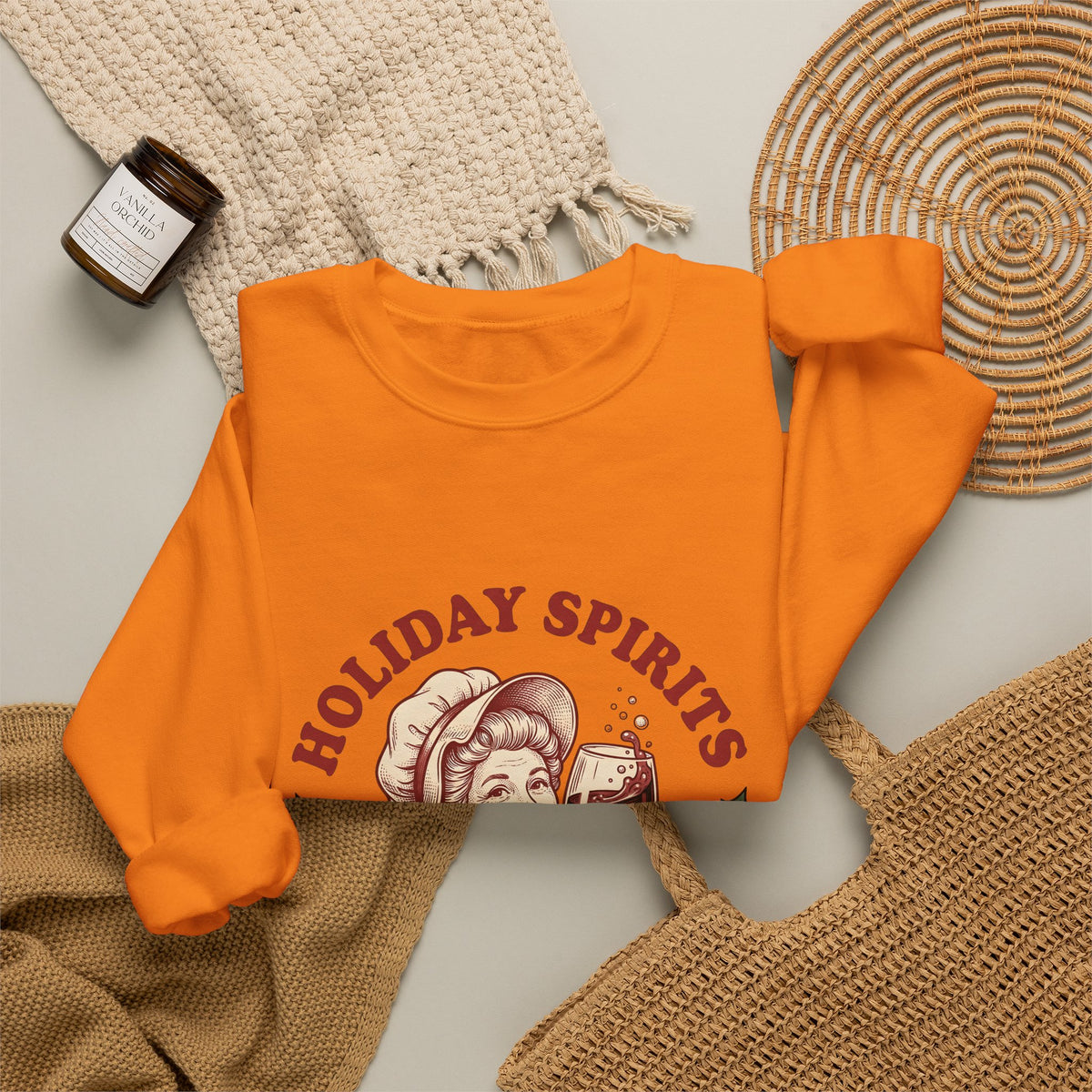 Cheerful Woman Wine Sweatshirt Christmas Fun Gift Women Cartoon Sweatshirt Wine Sweatshirt Xmas Fan Comic Sweatshirt Humor Graphic Line Art Winter Greenery