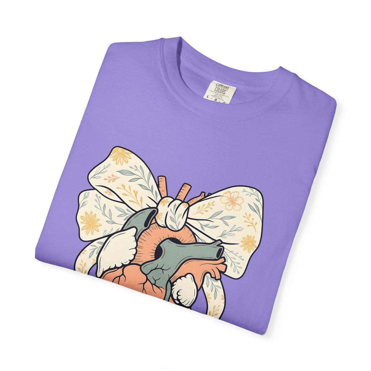 Realistic Heart T-Shirt Nurses Medicine Gift Women Flower T-Shirt Heart T-Shirt Nurse Enthusiast Floral T-Shirt Medical Graphic Classic Knot T-Shirt