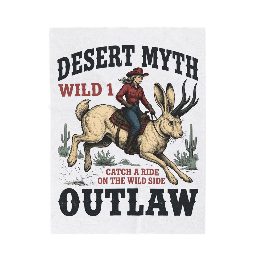 Cowgirl Jackalope Blanket Cowgirl Desert Gift Women Vintage Blanket Jackrabbit Blanket Cowboy Fan Retro Blanket Arid Graphic Western Cactus Blanket
