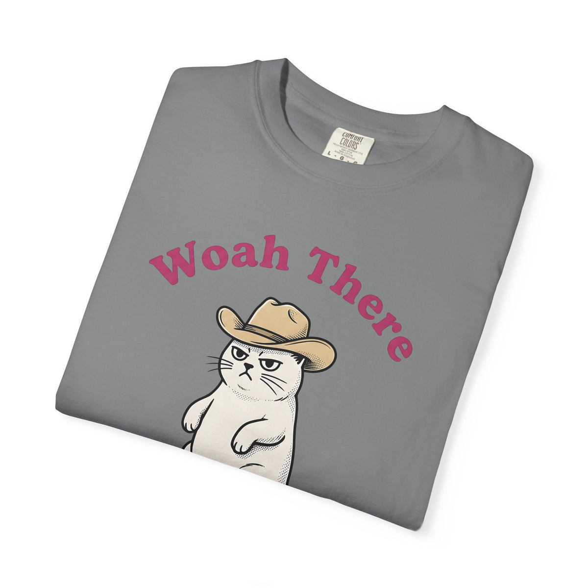 Cowboy Feline T-Shirt Funny Critter Gift Women Hand Drawn T-Shirt Cat T-Shirt Humor Fan Illustrated T-Shirt Animal Graphic Classic Headwear T-Shirt