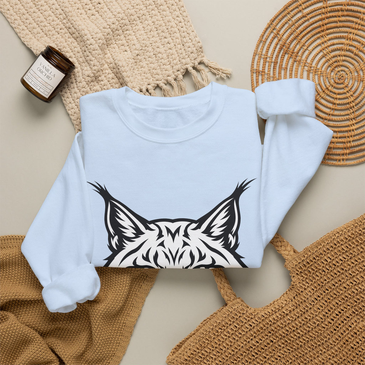 Lynx Head Sweatshirt Cat Wildlife Gift Women Bold Line Art Sweatshirt Bobcat Sweatshirt Cat Fan Line Art Sweatshirt Wildlife Graphic Tribal Wildcat Sweatshirt
