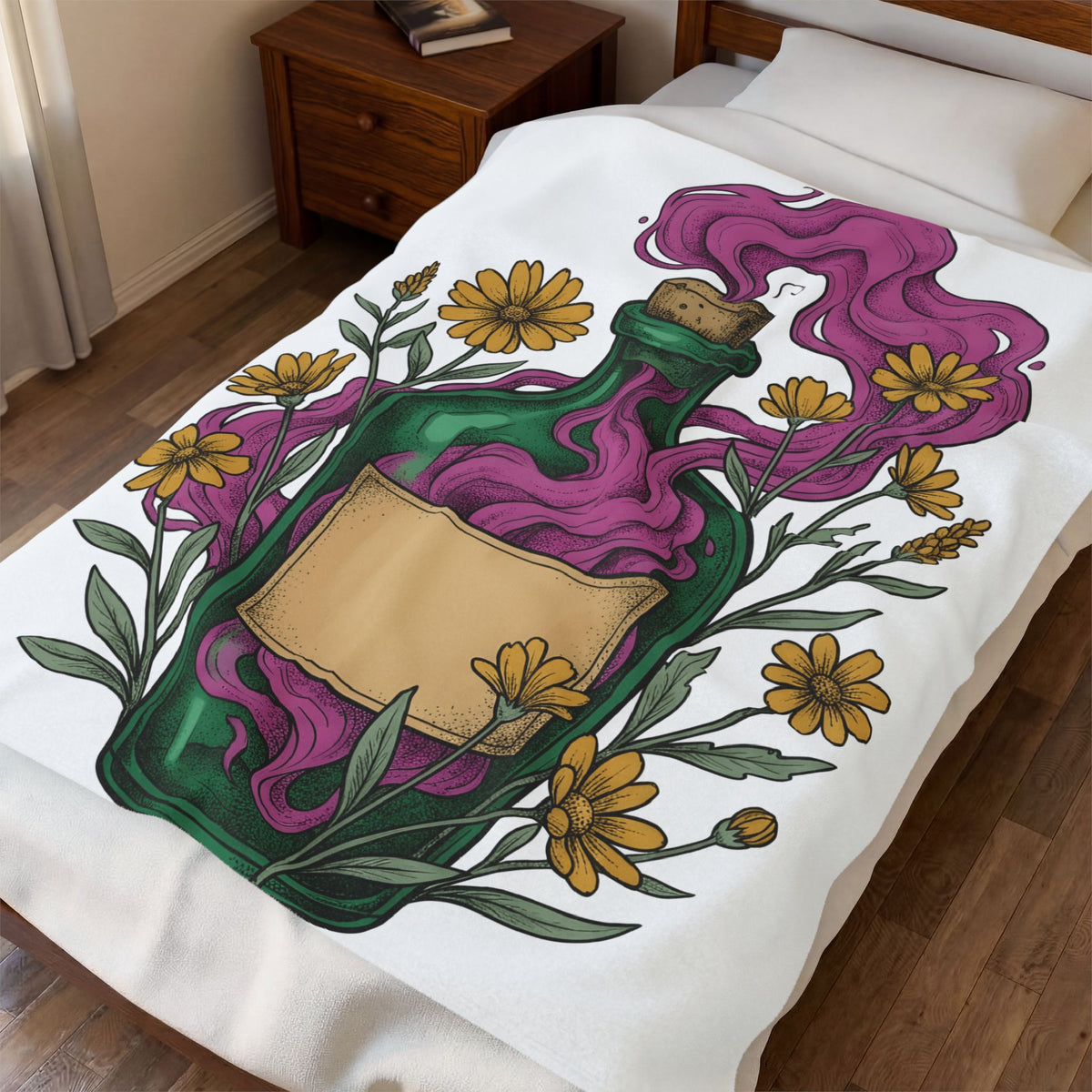 Elixir Flask Blanket Halloween Magic Gift Women Cartoon Blanket Potion Bottle Blanket Spooky Fan Toon Blanket Magical Graphic