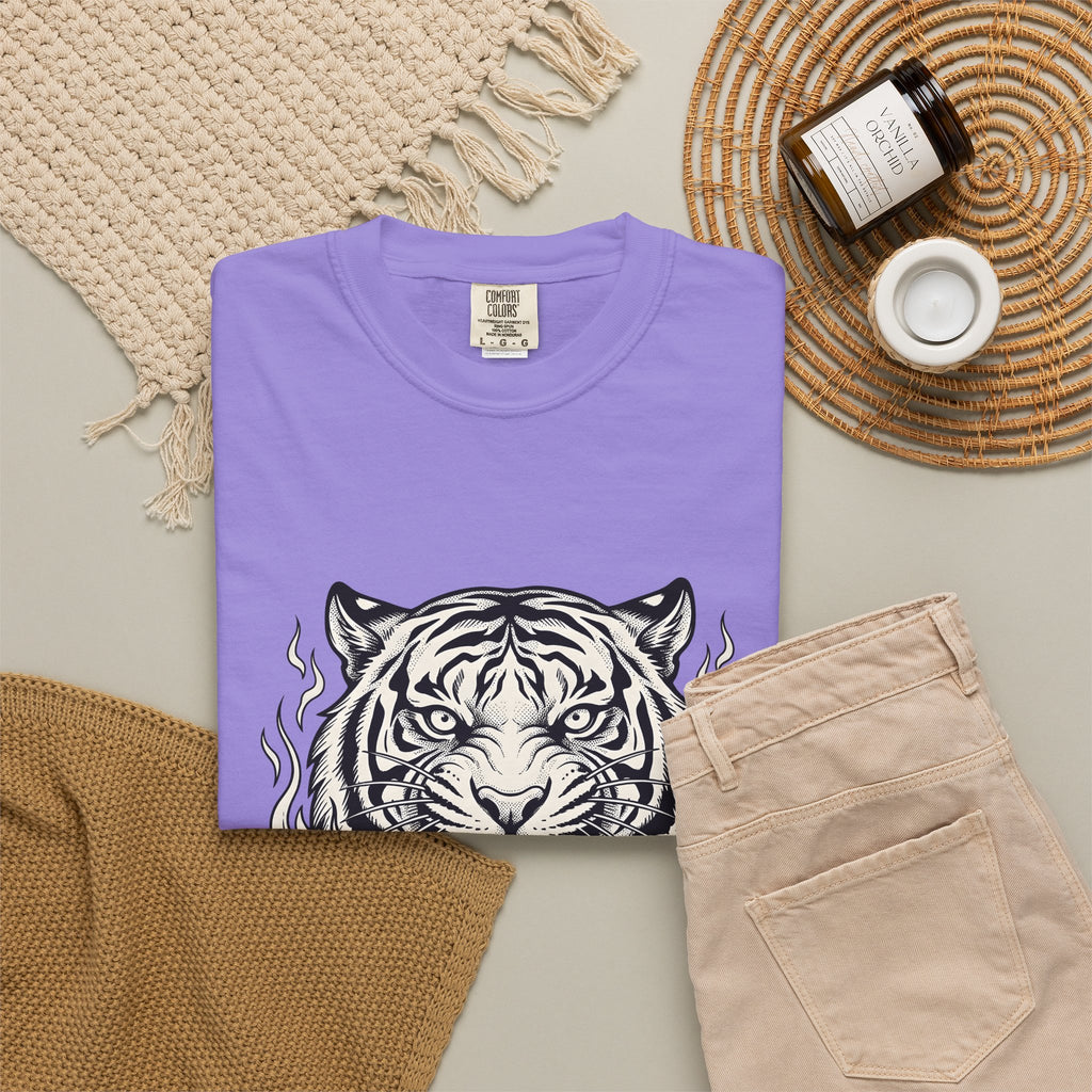 Tiger Face T-Shirt Tiger Wildlife Gift Women Tribal T-Shirt Tiger T-Shirt Tiger Fan Big Cat Graphic Retro Fire T-Shirt