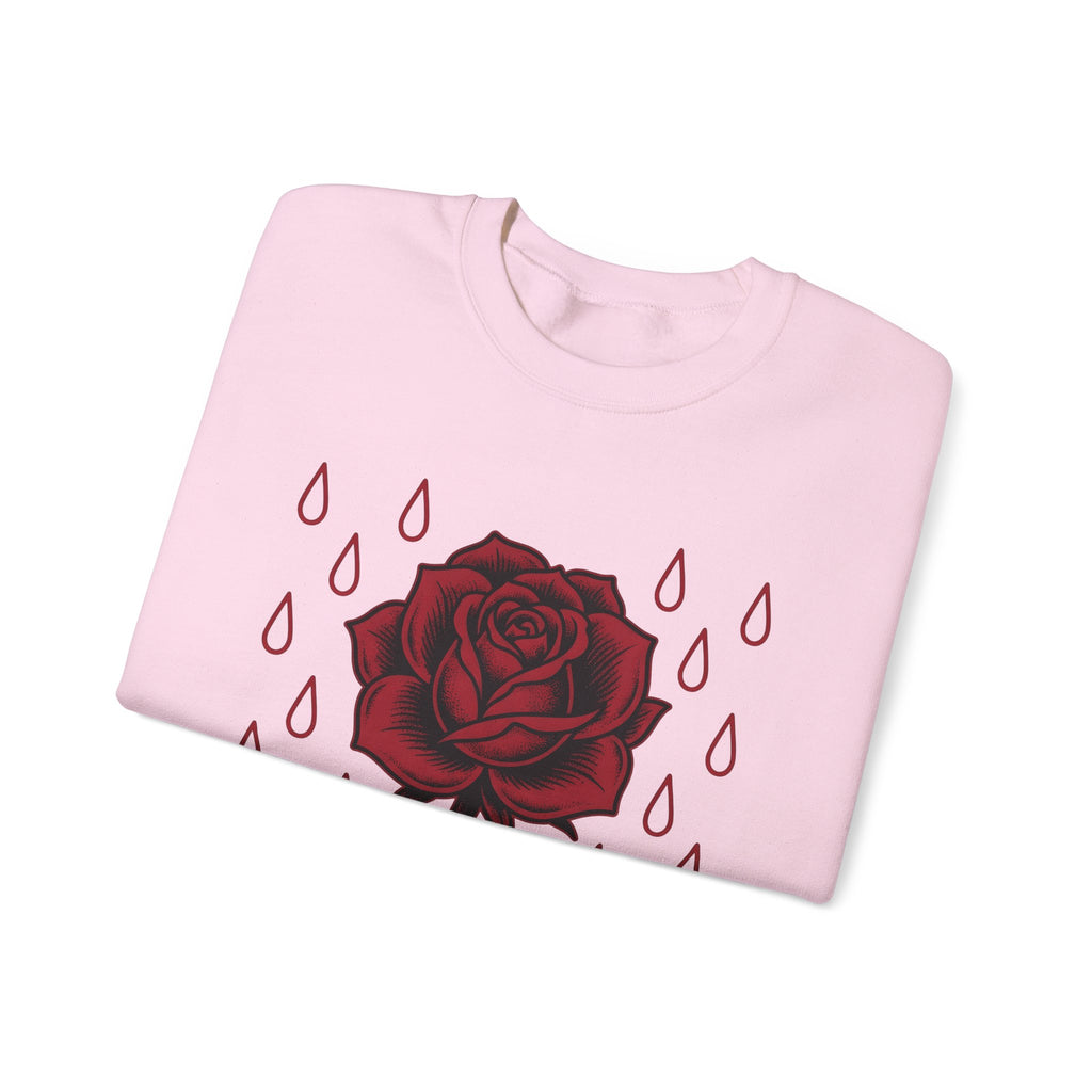 Rose Flower Cowgirl Floral Gift Tattoo Flower Rodeo Fan Ink Floral Vintage Raindrops Sweatshirt