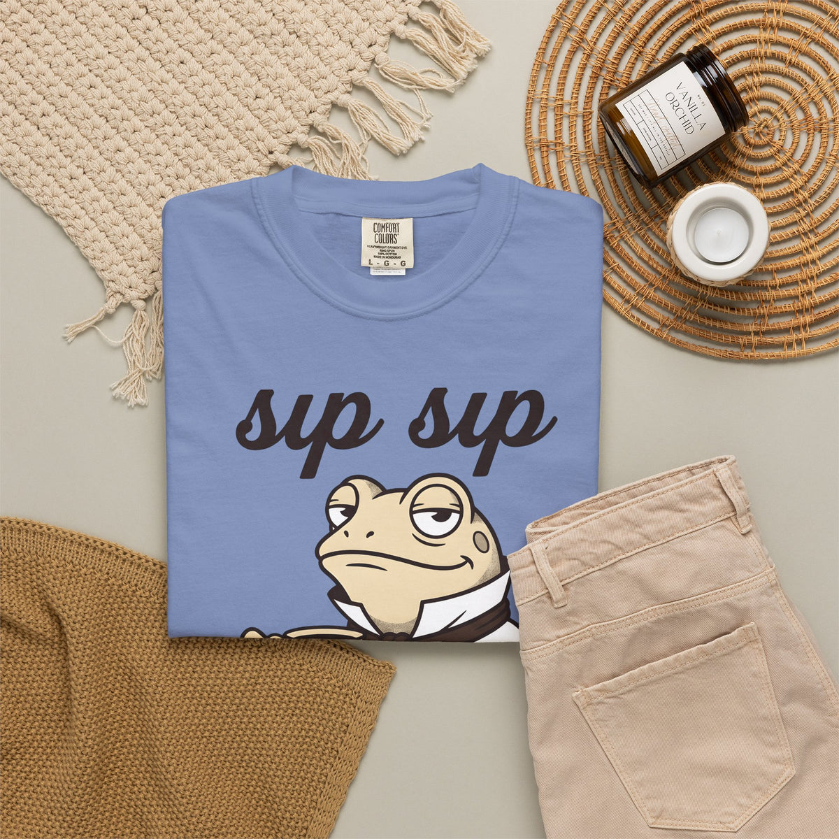 Frog Tea T-Shirt Funny Animal Gift Women Cartoon T-Shirt Tea T-Shirt Humor Fan Comic T-Shirt Creature Graphic Vintage Suit T-Shirt
