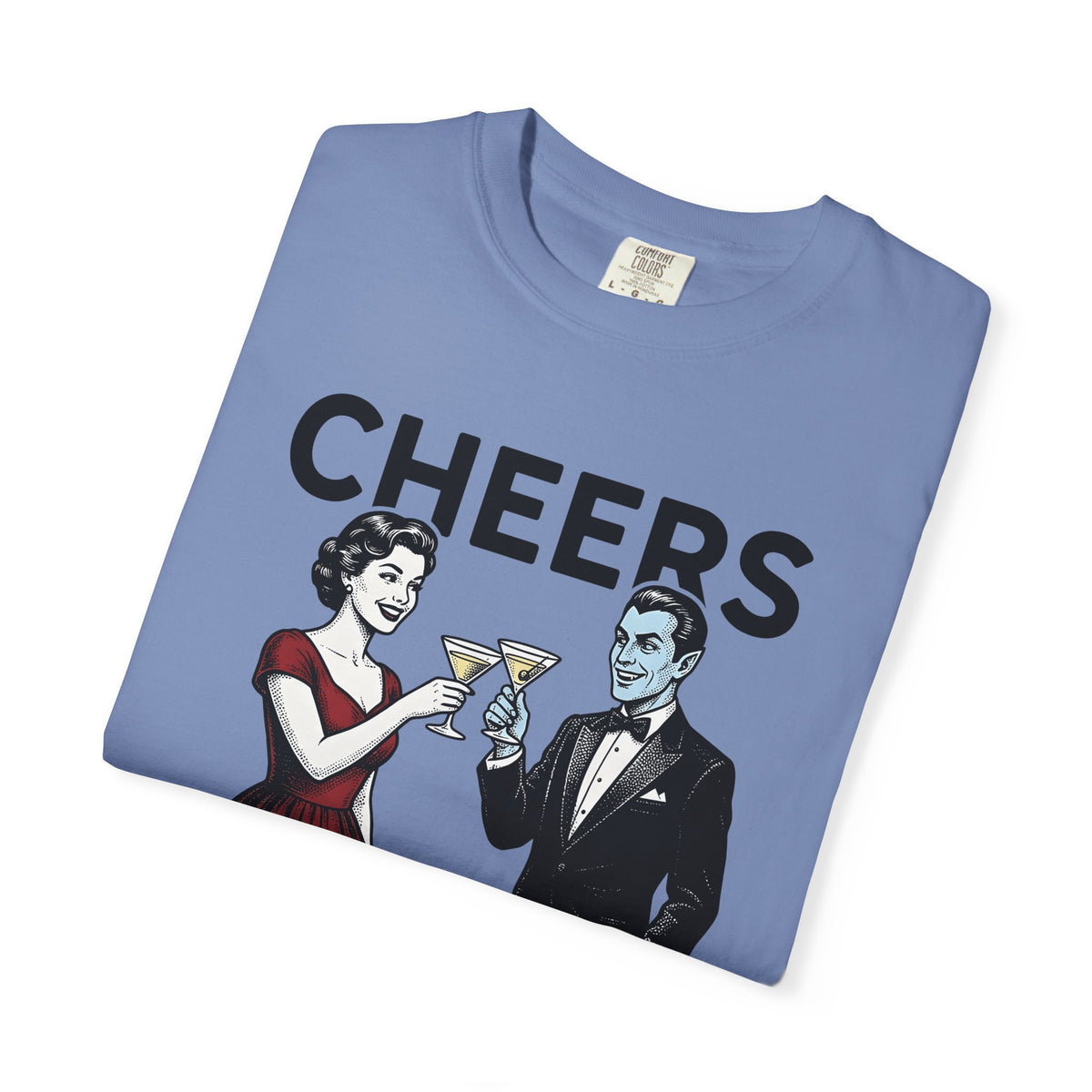 Vampire Duo T-Shirt Halloween Event Gift Women Antique T-Shirt Vampire Couple T-Shirt Horror Fan Spooky T-Shirt Party Graphic Old School Wine Glass