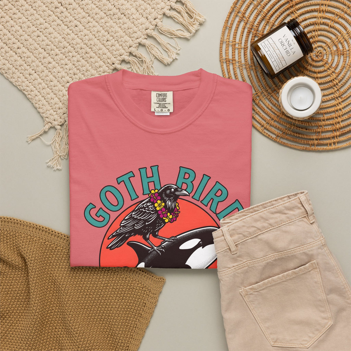 Raven Orca T-Shirt Funny Random Pet Gift Women Modern Art T-Shirt Crow T-Shirt Humor Fan Abstract T-Shirt Animal Graphic Classic Surf Water T-Shirt