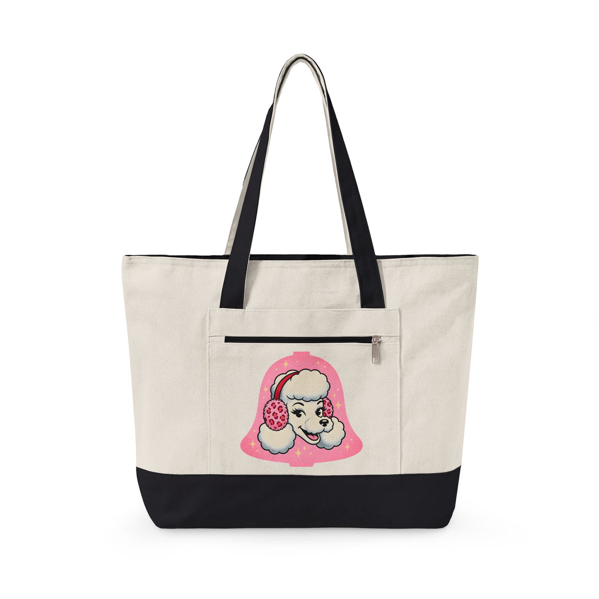 Poodle Dog Christmas Dog Gift Cartoon Poodle Xmas Fan Funny Dog Retro Earmuffs Tote Bag