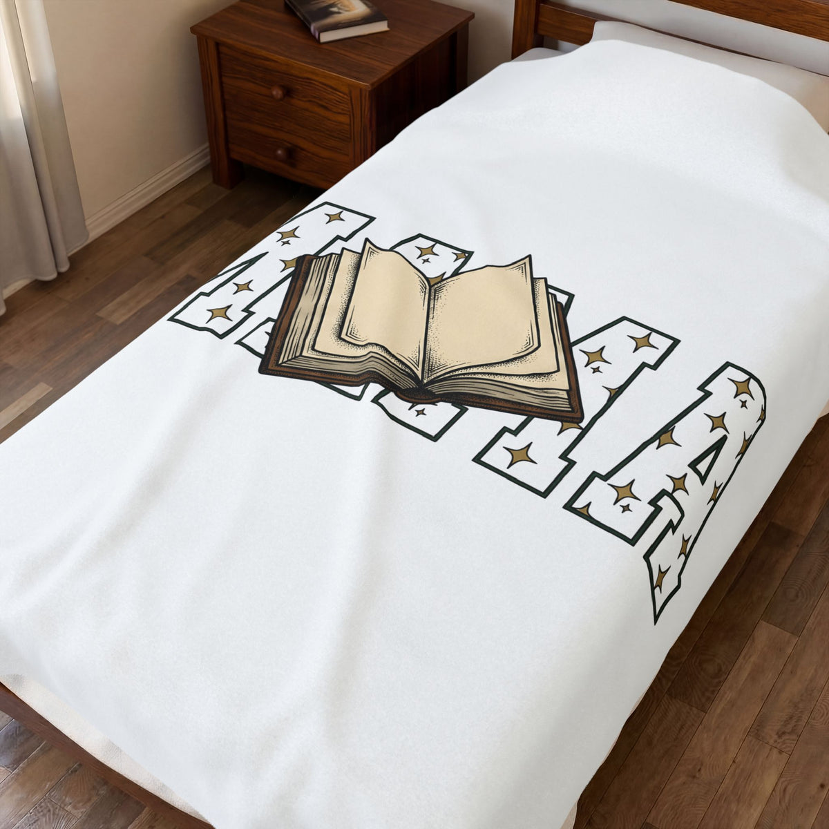 Open Book Blanket Mom Novels Gift Women Cartoon Blanket Booklet Blanket Mother Fan Illustrated Blanket Book Graphic Line Art Stars Blanket