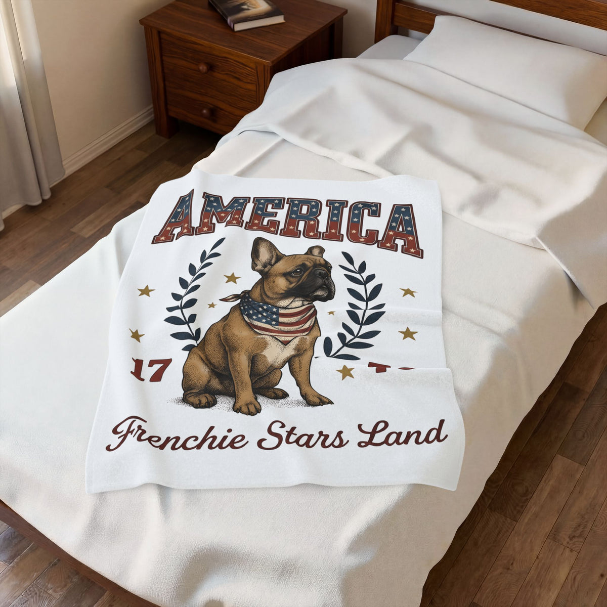 French Bulldog Blanket America Patriotic Gift Women Vintage Blanket Bouledogue Blanket American Fan Retro Illustration Graphic Retro Stars Blanket