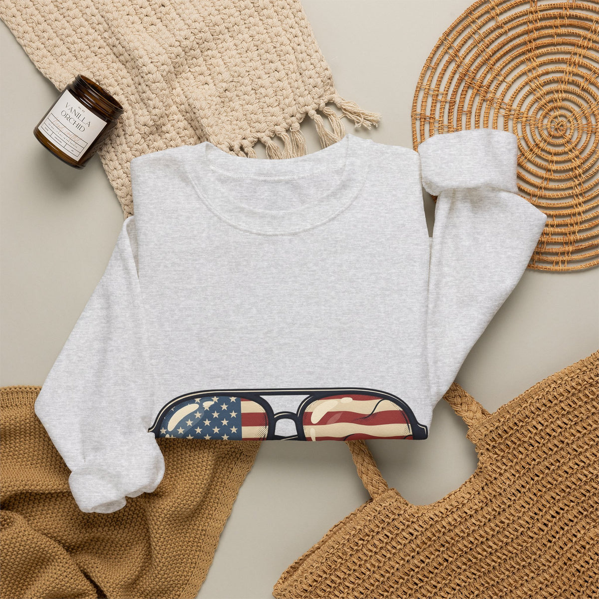 Sunglass Aviators Sweatshirt 4th Of July Freedom Gift Women Hand Drawn Sweatshirt Shades Sweatshirt Independence Day Fan Illustrated Sweatshirt Liberty Graphic