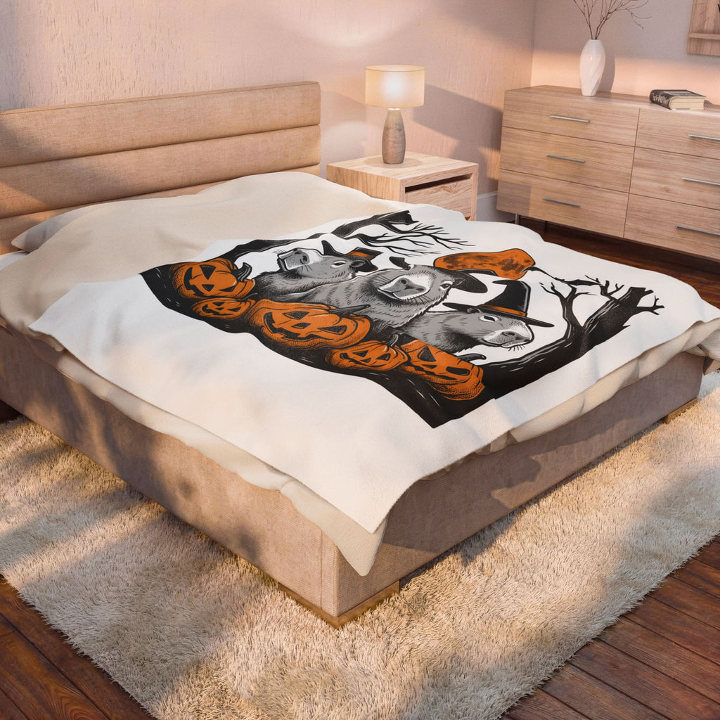 Capybara Wizard Blanket Halloween Wildlife Gift Women Horror Blanket Rodent Blanket Halloween Fan Spooky Blanket Animal Graphic Retro Carved