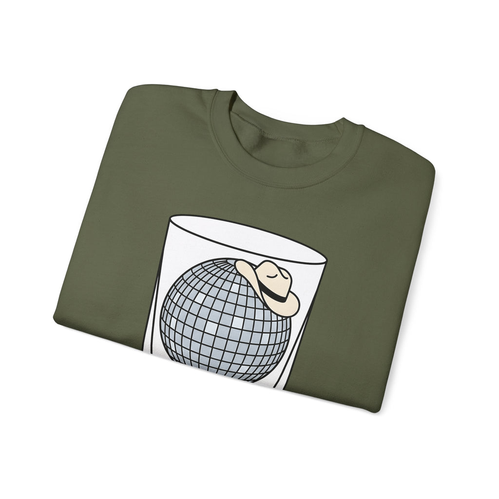Disco Ball Glass Sweatshirt Cowgirl Festivity Gift Women Cartoon Sweatshirt Mirror Ball Sweatshirt Rodeo Fan Comic Sweatshirt Party Graphic Hand Drawn Cowboy