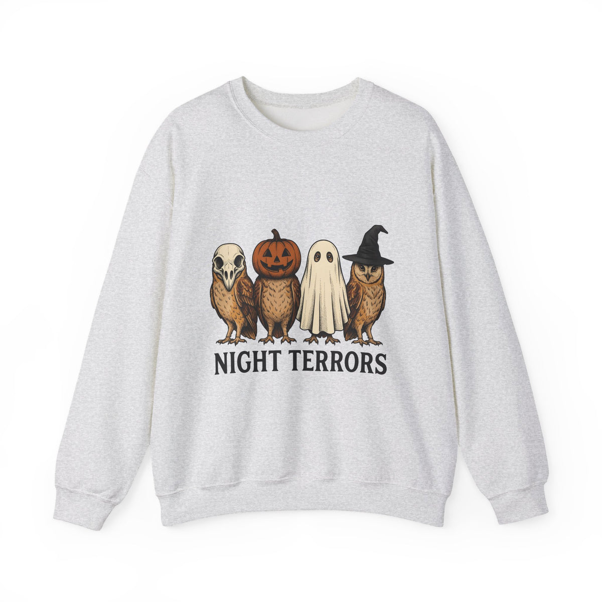 Owl Halloween Fauna Gift Rustic Owl Horror Fan Hoot Wildlife Doodle Lantern Sweatshirt