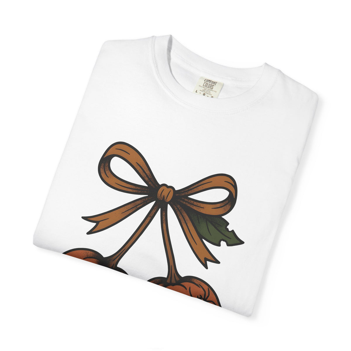 Pumpkin Cherry T-Shirt Halloween Seasonal Gift Women Farmhouse T-Shirt Gourd T-Shirt Spooky Fan Rustic T-Shirt Autumn Graphic Line Art Arachnid