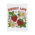 Strawberry Flower Boho Chic Produce Gift Strawberry Hippie Fan Illustrated Fruit Vintage Blanket