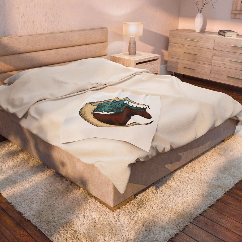 Horse Moon Blanket Cowgirl Western Gift Women Boho Blanket Equine Blanket Rodeo Fan Cowboy Graphic Western Design Blanket Boho Blanket Vintage Stars