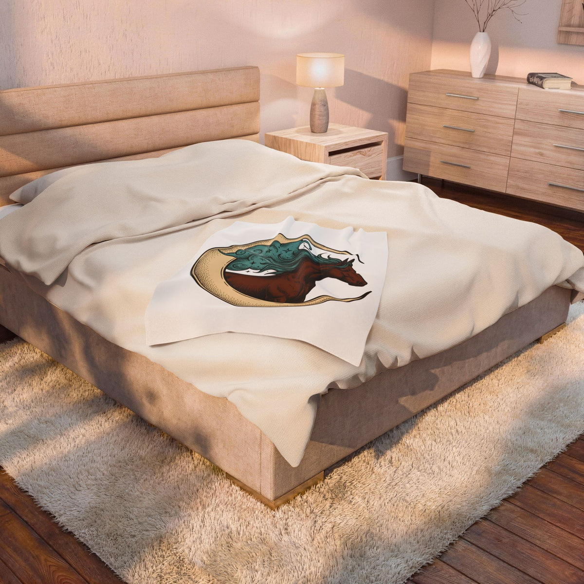 Horse Moon Blanket Cowgirl Western Gift Women Boho Blanket Equine Blanket Rodeo Fan Cowboy Graphic Western Design Blanket Boho Blanket Vintage Stars