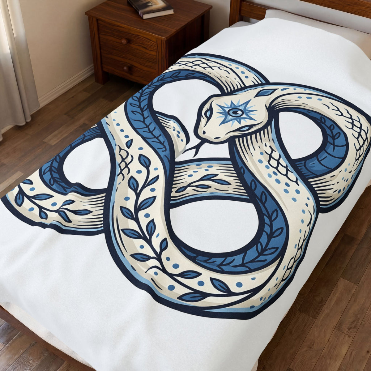 Magical Serpent Blanket Boho Chic Mysticism Gift Women Primitive Blanket Snake Blanket Bohemian Fan Naive Blanket Occult Graphic Body Art All