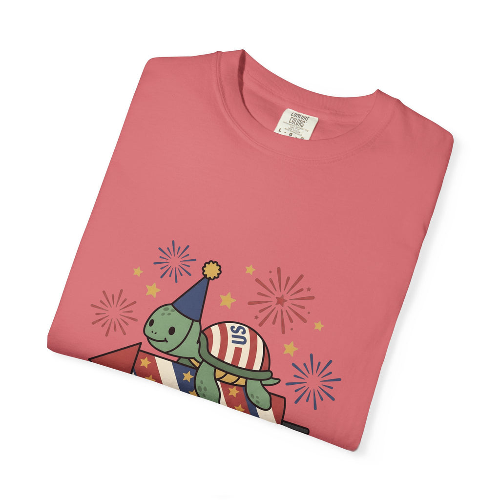 Turtle Celebration Hat T-Shirt 4th Of July Usa Gift Women Sweet T-Shirt Turtle Hat T-Shirt Independence Day Fan Patriotic T-Shirt American Graphic