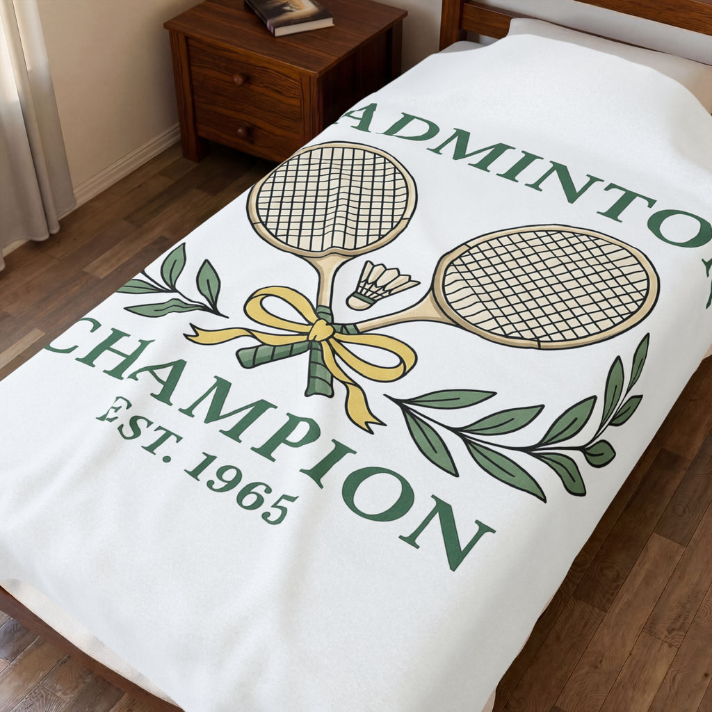 Birdie Rackets Blanket Badminton Fitness Gift Women Retro Blanket Shuttlecocks Blanket Badminton Enthusiast Vintage Blanket Workout Graphic Doodle