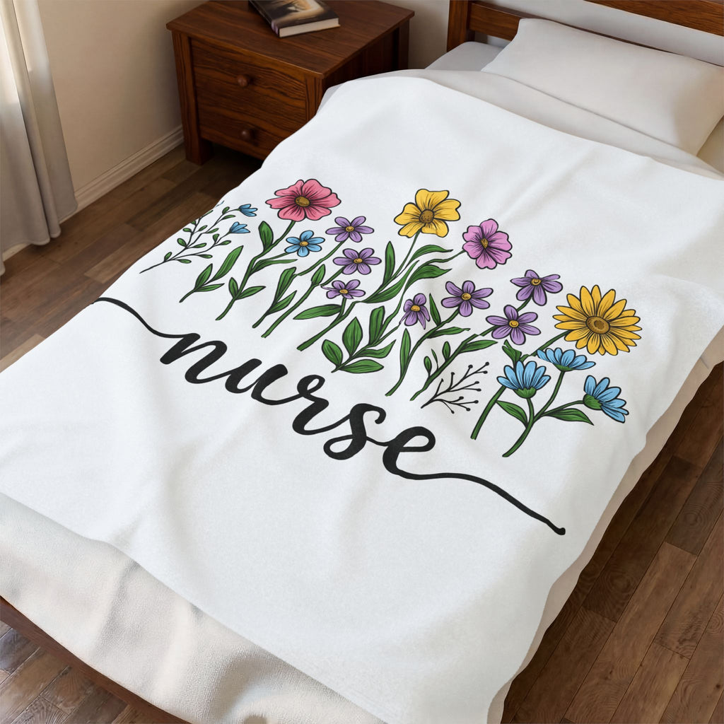Field Blooms Blanket Nurse Petals Gift Women Line Art Blanket Wildflowers Blanket Healthcare Enthusiast Floral Blanket Floral Graphic Southwestern