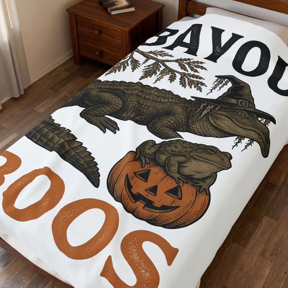 Alligator Frog Pumpkin Blanket Halloween Animal Gift Women Vintage Blanket Toad Blanket Horror Fan Retro Blanket Creature