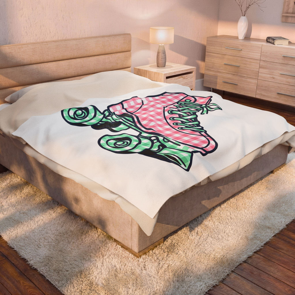 Roller Skates Blanket Roller Skating Classic Gift Women Cute Blanket Roller Skating Blanket Roller Derby Fan Kawaii Blanket Retro Graphic Nostalgic