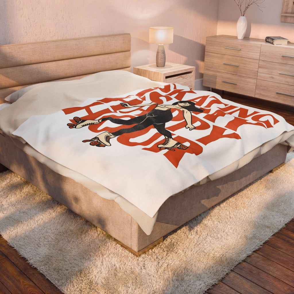 Roller Skater Blanket Sports Fitness Gift Women Bold Graphic Blanket Sk8er Blanket Athlete Enthusiast Graphic Design Gym Graphic Vintage Retro