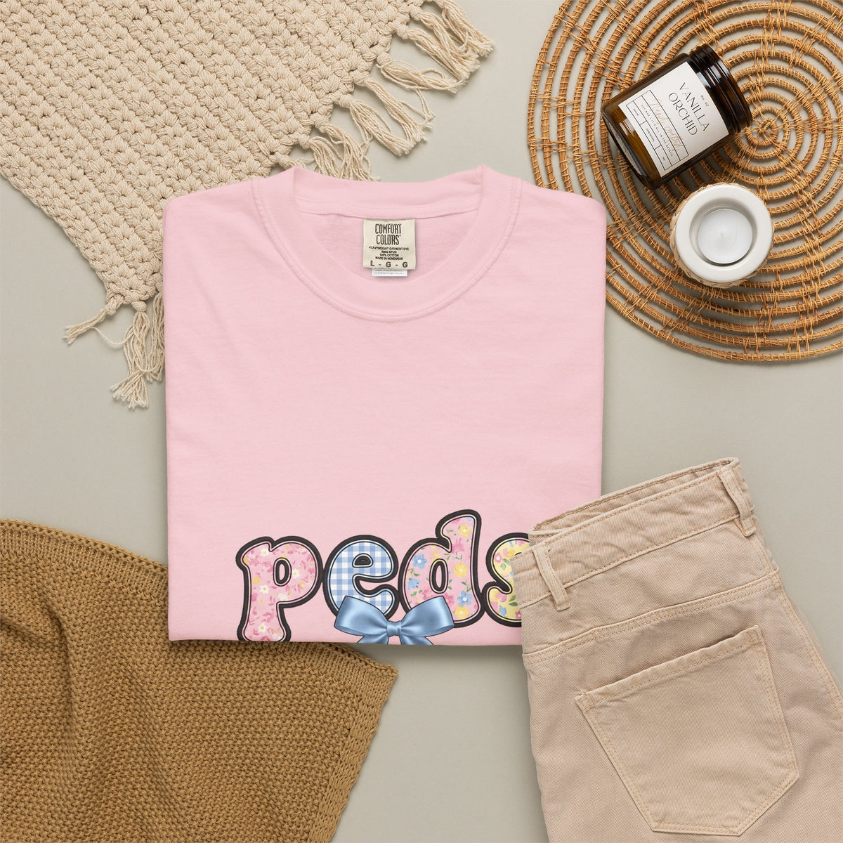 Pastel Fabric Typography T-Shirt Nurse Flower Gift Women Adorable T-Shirt Textile T-Shirt Nursing Enthusiast Typography T-Shirt Floral Graphic Old