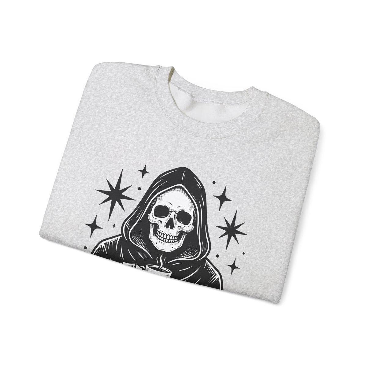 Death Reaper Sweatshirt Halloween Espresso Gift Women Dark Sweatshirt Grim Reaper Sweatshirt Horror Fan Gothic Sweatshirt Coffee Graphic Retro Sweatshirt Sweatshirt