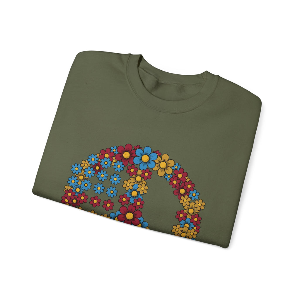 Peace Symbol Flower Sweatshirt N Symbol Gift Women Hippie Sweatshirt Peace Sign Sweatshirt Nature Enthusiast Bohemian Sweatshirt Iconic Graphic Retro Chamomile