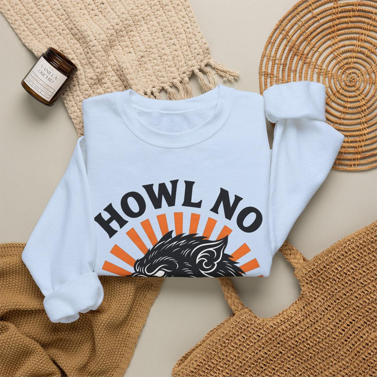 Wolf Face Halloween Scary Gift Werewolf Horror Fan Creepy Retro Sunburst Sweatshirt