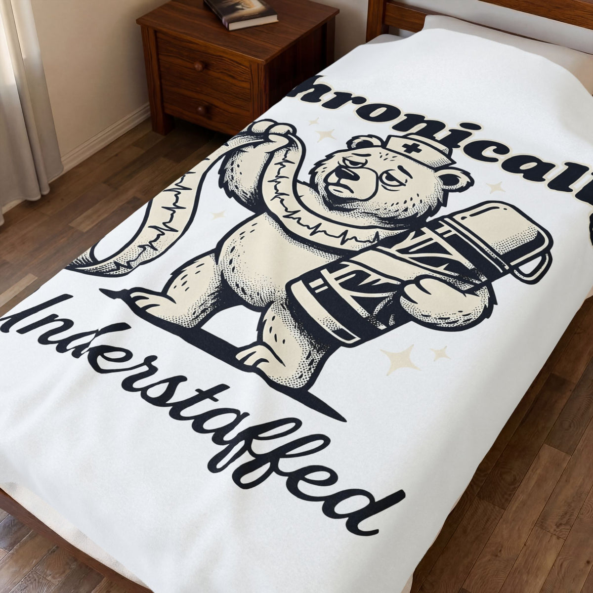 Nurse Bear Blanket Nurses Humor Gift Women Vintage Blanket Teddy Bear Blanket Nursing Enthusiast Retro Blanket Funny Graphic Hand Drawn Coffee Blanket