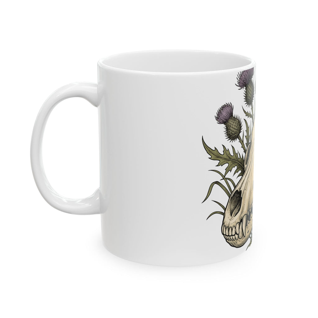Animal Skull Mug Animals & Flowers Spooky Gift Women Sketch Mug Cranium Mug Wildlife Fan Illustration Graphic Mug Hand Drawn
