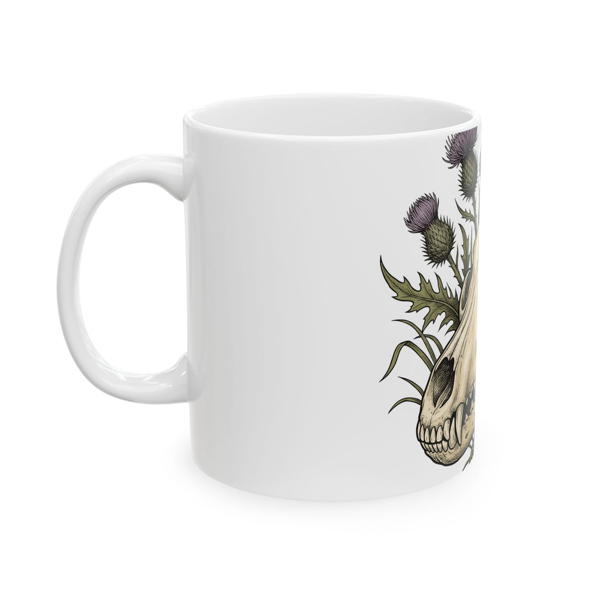 Animal Skull Mug Animals & Flowers Spooky Gift Women Sketch Mug Cranium Mug Wildlife Fan Illustration Graphic Mug Hand Drawn