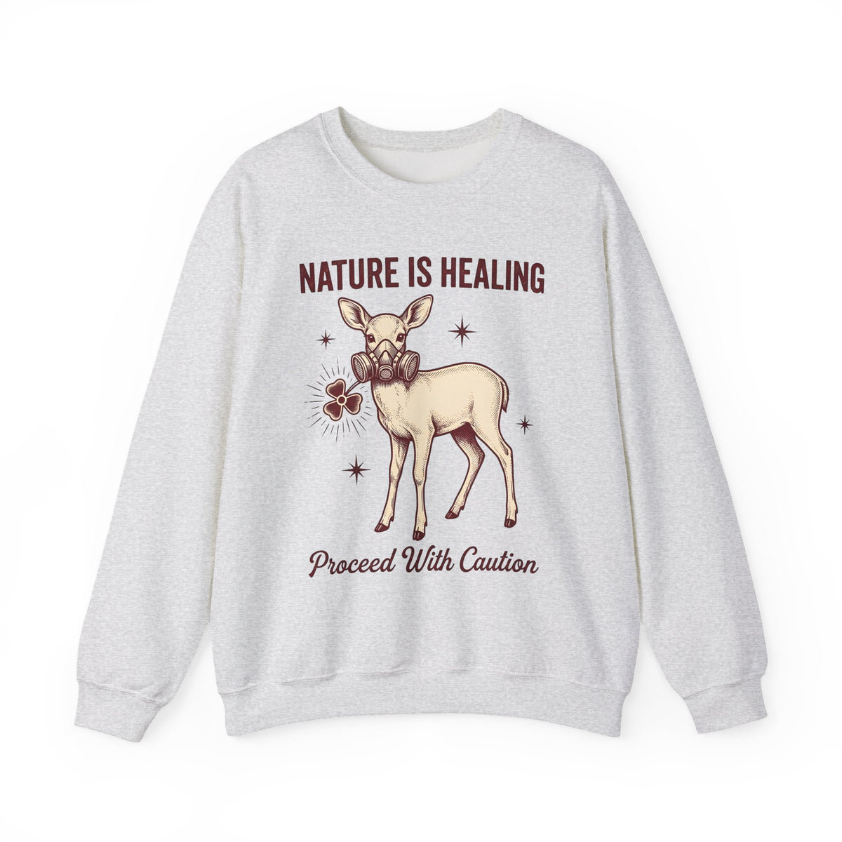 Buck Gas Mask Sweatshirt Nature Fauna Gift Women Antique Sweatshirt Gas Mask Sweatshirt Wildlife Enthusiast Vintage Sweatshirt Animal Graphic Ink Drawing Four