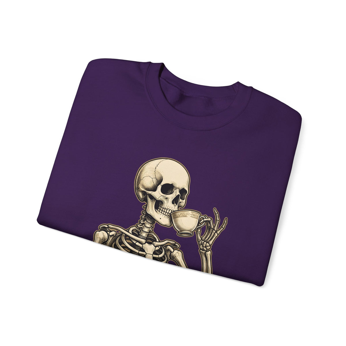 Skeleton Tea Cup Sweatshirt Halloween Goth Gift Women Vintage Sweatshirt Tea Cup Sweatshirt Horror Fan Retro Sweatshirt Dark Graphic Hand