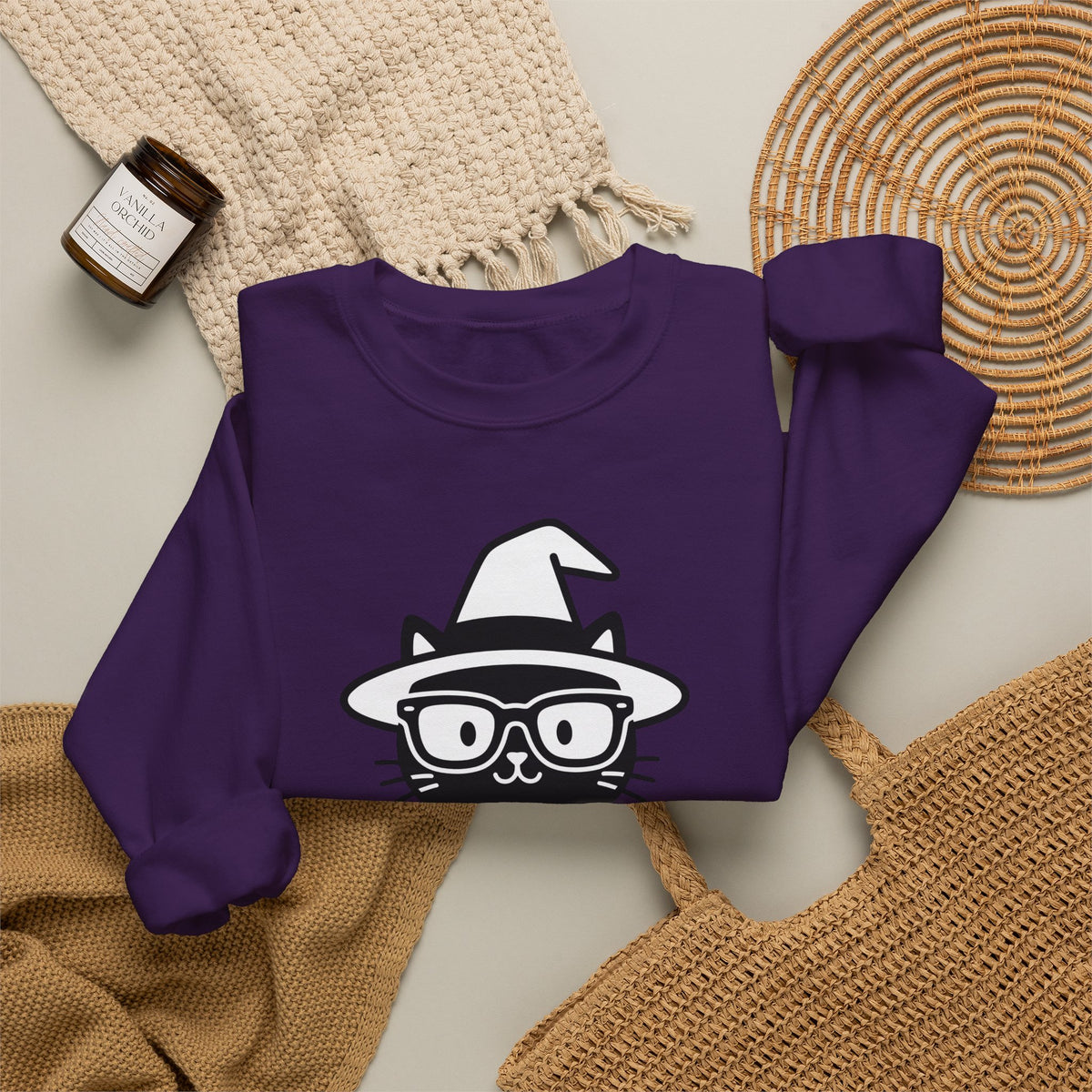 Dark Cat Witch Sweatshirt Halloween Literature Gift Women Animated Sweatshirt Black Cat Witch Sweatshirt Horror Fan Cartoon Sweatshirt Book Graphic Clean