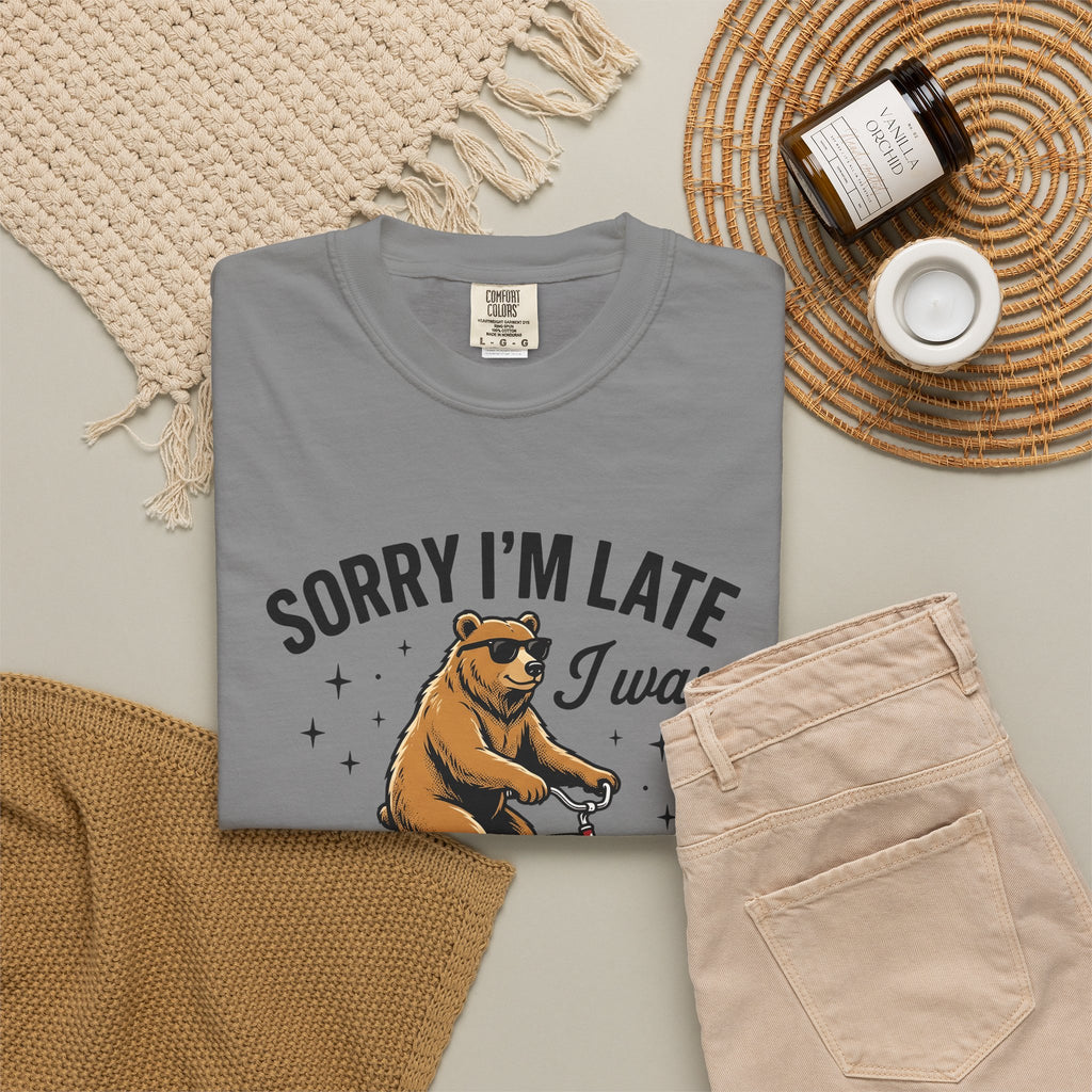 Bear Cycling T-Shirt Funny Creatures Gift Women Funny Cartoon T-Shirt Bear T-Shirt Humor Fan Cartoonish T-Shirt Animal Graphic Classic Cool Glasses